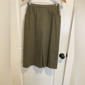 Sigi Scheiber vintage Olive Green Women's wool midi Skirt - size 38
